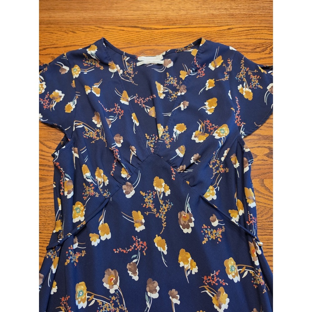 Urban Outfitters Lindsey Floral Maxi Dress Womens Size Medium Navy Blue 90's - Picture 5 of 8